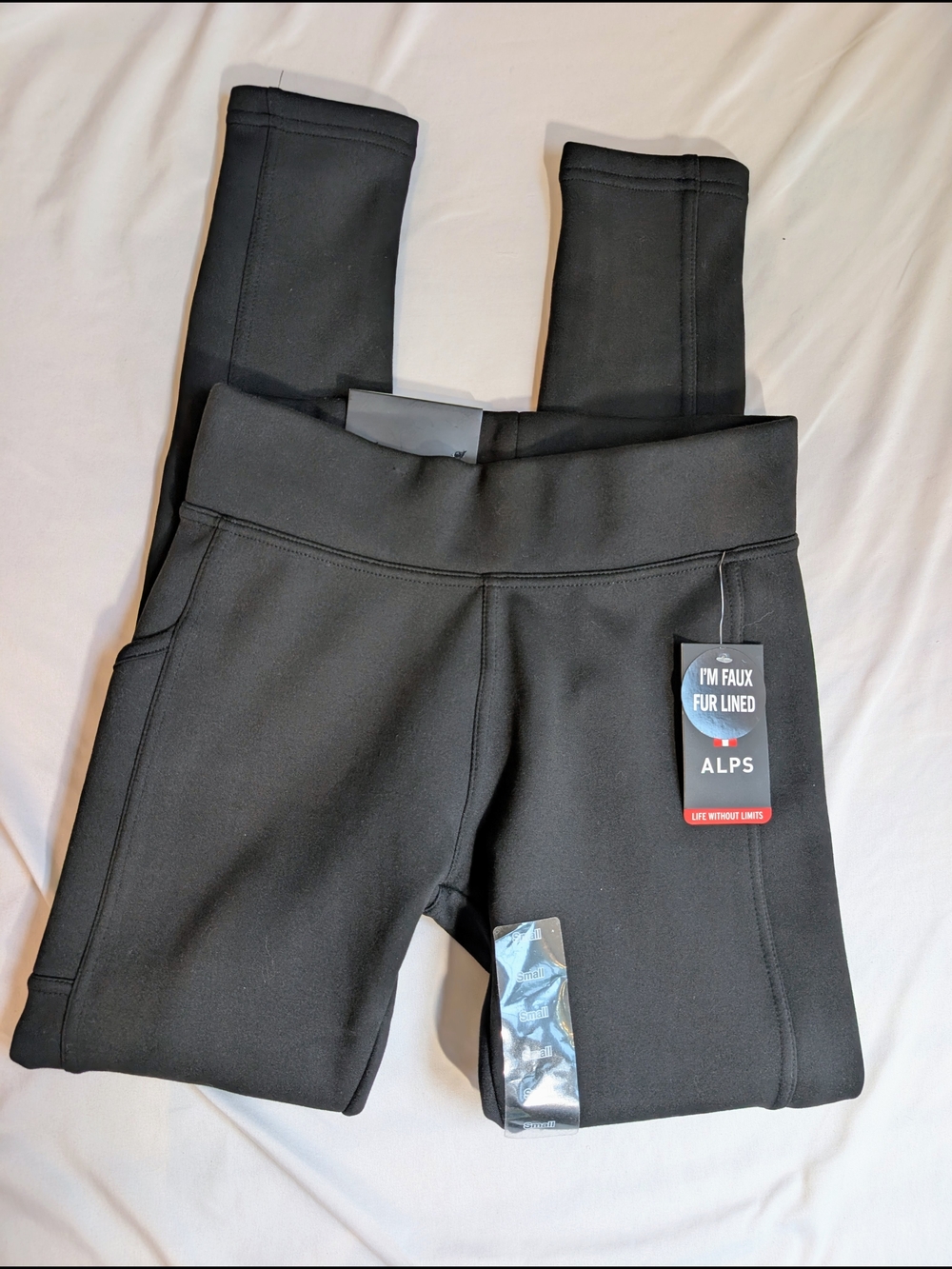 NWT Swiss Alps Faux Fur Lined Black Active Leggings